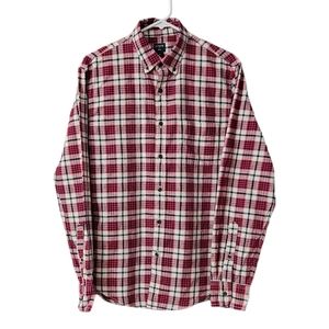 J. Crew Factory Long Sleeve Button Down Shirt Men's Size M Plaid Red Blue Cotton